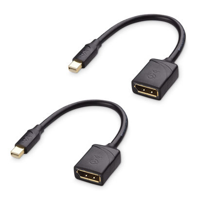 Picture of Cable Matters 2-Pack 32.4Gbps 8K Mini DisplayPort to DisplayPort 1.4 Adapter (Mini DP to DP 1.4) in Black - 8K@60Hz, 4K@120Hz Resolution Ready - Thunderbolt and Thunderbolt 2 Port Compatible