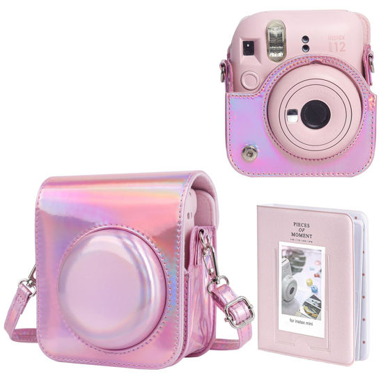 Picture of wogozan Protective Case for Fujifilm Instax Mini 12 Instant Camera - With Light-sensitive Holes, Lower Right Lens Fit, Specially Designed for Mini 12 Camera (Shiny Pink)