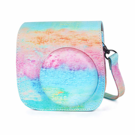 Picture of Phetium Instant mini 12 Camera Protective Case Compatible with Instax Mini 12 11,PU Leather Bag with Pocket and Adjustable Shoulder Strap (Rainbow)