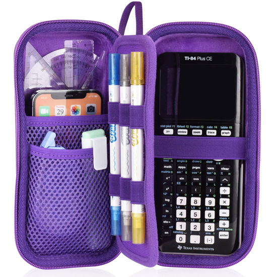 Picture of ZUJFPL EVA Hard Case Compatible with Texas Instruments TI-Nspire CX II/TI-NSPIRE CX-II CAS,Portable Case for TI-84 Plus/TI-84 Plus CE/TI-83 Plus/TI-85/TI-89 Color Graphing Calculator. (Purple)