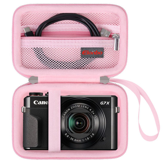 Picture of Elonbo Carrying Case for Canon PowerShot G7 X / G7 X Mark II / G7 X Mark III / G9 X mark III Digital 4K Vlogging Camera, 4K Video Streaming Camera Hard Travel Storage Bag. Pink