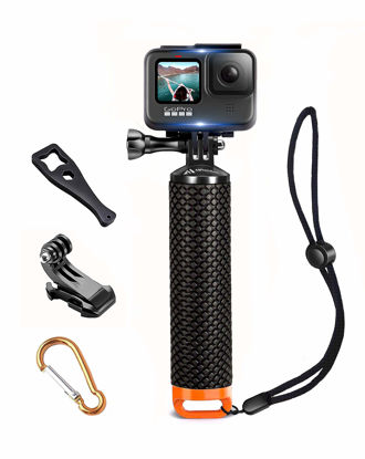 Picture of Waterproof Floating Hand Grip compatible with GoPro Hero 12 11 10 9 8 7 6 5 4 3 3+ 2 1 Session Black Silver Camera Handler & Handle Mount Accessories Kit for Water Sport and Action Cameras (Orange)