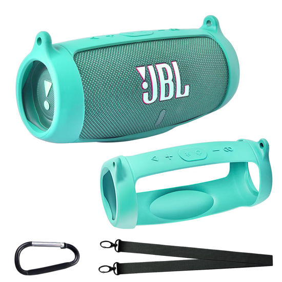 Picture of Silicone Case for JBL Charge 5 Waterproof Portable Bluetooth Speaker, Gel Soft Skin Cover Travel Carrying Pouch with Strap (LightGreen)