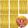 Picture of 5 Pack Foil Curtain Backdrop Gold Metallic Tinsel Foil Fringe Curtains Photo Booth Props for Birthday Wedding Engagement Baby Shower Bachelorette Christmas Holiday Celebration Party Decorations