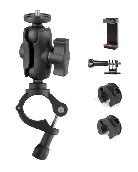 Picture of JEBUTU Handlebar Bike Motorcycle Pole Mount Clamp Mount for for Hero DJI Osmo Action Insta360 and Other Action Cameras,360°Rotation Bike Mount Handlebar, Ski Pole Mount