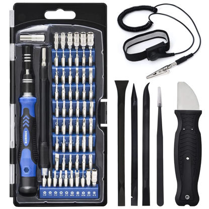 Picture of STREBITO Precision Screwdriver Set, 79 in 1 Screwdriver Kit with 58 Bits & Anti Static Wrist Strap, Magnetic Driver Electronics Repair Tool Kit for Computer, iPhone, Laptop, Cell Phone, Macbook, PS4/5