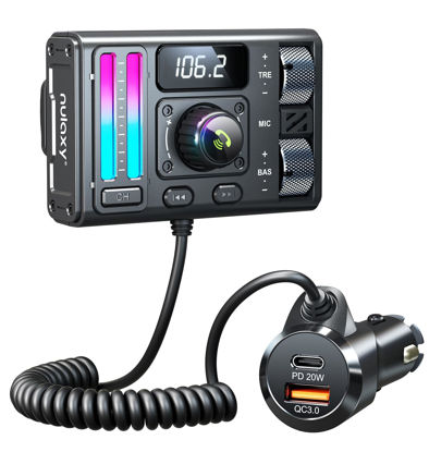 Picture of Nulaxy Bluetooth 5.3 Car Adapter with Air Vent Installation & DSP Noise Cancellation, QC3.0 & Type-C PD Car Charger Wireless FM Radio Transmitter Supports Bass & Treble Boost