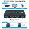 Picture of KVM Switch 1 Monitors 2 Computers, USB HDMI Switch for 2 Computers Share Keyboard Mouse Printer to One HD Monitor, Support 4K@60Hz,2 HDMI Cables and 2 USB Cables,1 Charge Cable Included