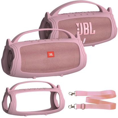 Picture of Silicone Cover Case Compatible with JBL Charge 4/Charge 5 Portable Bluetooth Speaker, Soft Skin Sleeve for JBL Charge 4/5 Bluetooth Speaker Accessories(Only Case) (Pink)