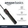 Picture of Amazon Basics 6-Outlet, 200 Joule Surge Protector Power Strip, Pack of 2, Rectangle, 2 Foot, Black