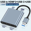 Picture of USB 3.0 to Dual Hdmi Adapter for 2 Monitors 1080p, SZYCD USB3.0 External Graphics Card with USB3.0 Data PD Charging, Supports Windows 7/8/10/11, Mac OS, Plug and Play (USB3.0 to 2*HDMI)