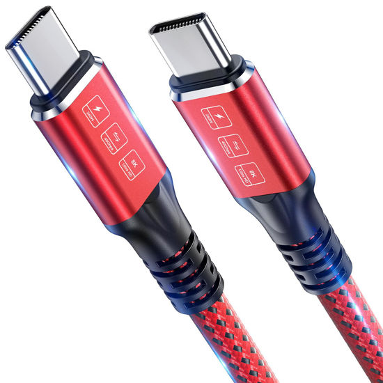 Picture of 240W Thunderbolt 4 Cable 6.6ft, USB C Thunderbolt 4 Cable Monitor Cable Supports 40Gbps Data Transfer and Single 8K/Dual 4K Video Compatible With Thunderbolt 4/3 Monitor, Hub, Docking Stations-Red