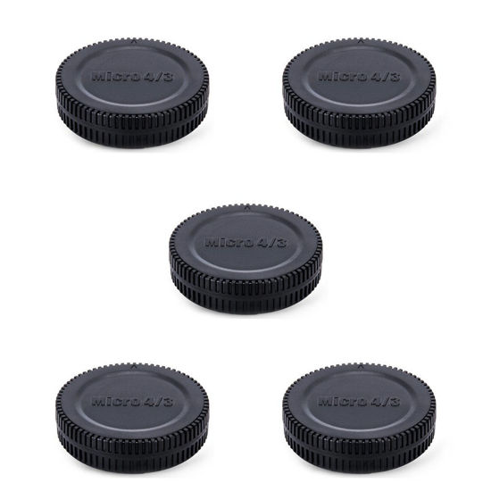 Picture of Camera Rear Lens Cap & Body Cap Cover for M4/3 MFT Mount on Olympus OM-5 OM-1 E-M10 Mark IV III E-M5 Mark III II E-M1 Mark III II E-PL9 E-PL8 Panasonic Lumix DC-GH6 DC-GH5 DC-G95-5 Packs