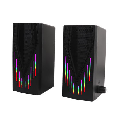 Picture of YXHDZ Computer Speakers, Speakers for Computer Desktop PC with Colorful RGB Lighting, USB Powered Gaming Speakers with 3.5mm Aux Cable for Monitor Laptop Tablet