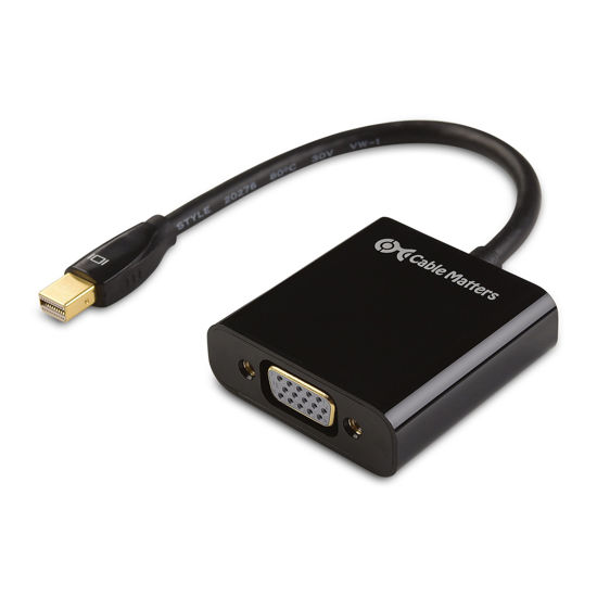 Picture of Cable Matters Mini DisplayPort to VGA Adapter (Mini DP to VGA) in Black - Thunderbolt and Thunderbolt 2 Port Compatible