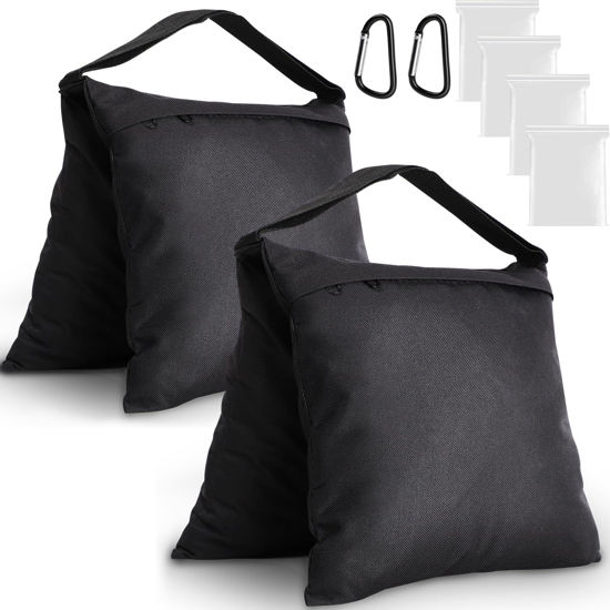 Picture of 2 Packs Sandbags Weight Bags for Light Stand Photography Video Support, Heavy Duty Saddlebags for Backdrop Stand, Photo Tripod, Outdoor Canopy, Pop up Tent, Umbrella Base, Fishing Chair, Wedding Shed