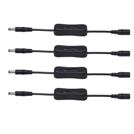 Picture of 20cm DC 5.5mm x 2.5mm Male to Female On/Off Switch Cable YOUCHENG for LED CCTV Security Camera(4-Pack)…