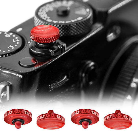 Picture of REYGEAK for Fujifilm Camera Shutter Button(4 Pack/Red) Copper Soft Shutter Release Button,Camera Shutter Button Fits for Fuji Fujifilm X100 X100VI X-T5 X-T4 X-T3 Accessories