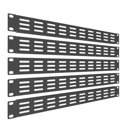 Picture of QiaoYoubang 5 Pack of 1U Vented Blank Panel - Steel Blank Rack Mount Panel Spacer for 19in Server Rack Cabinet or Enclosure, Black (1U)