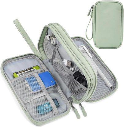 Picture of Electronic Organizer Travel Cable Accessories Bag,Electronic Organizer Case,Electronic Accessories Organizer Bag for Power Bank, Charging Cords, Chargers, Mouse, USB Cable, Earphones (Mint Green)