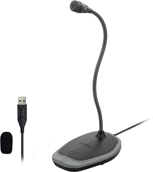 Picture of USB Microphone, Plug & Play Microphone for PC, Desktop Omnidirectional Condenser Laptop Mic, Mute Button with LED Indicator, Compatible with Windows/Mac, Ideal for YouTube Videos, Skype, Recording