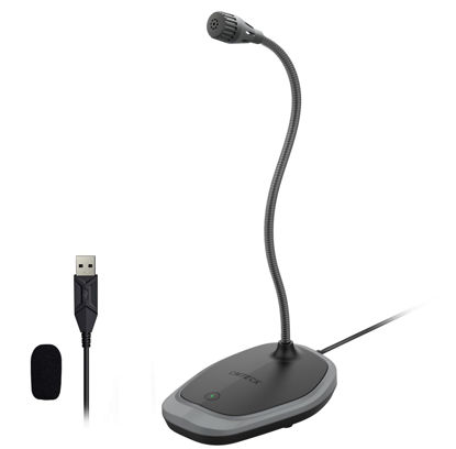 Picture of USB Microphone, Plug & Play Microphone for PC, Desktop Omnidirectional Condenser Laptop Mic, Mute Button with LED Indicator, Compatible with Windows/Mac, Ideal for YouTube Videos, Skype, Recording