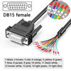 Picture of JUXINICE DB15 Female to Bare Wire with Cable Marker 3.3ft,D-SUB 15-Pin Connector to Bare Wires End Open Cable,DB15 Cable 15 Wires All Provided with Wiring Terminals -Black