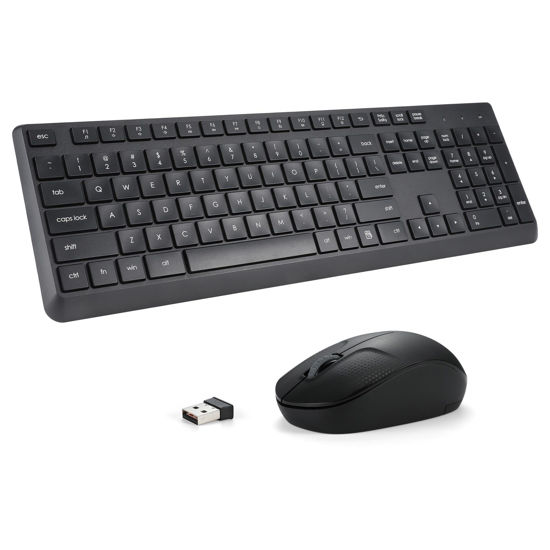 Picture of Wireless Keyboard and Mouse Combo for Windows, 2.4G Full-Sized External Cordless Computer Keyboard Mouse Combo for Laptop PC Desktop Chrome Mac, Number Pad 1600 DPI Silent Mouse USB Receiver (Black)