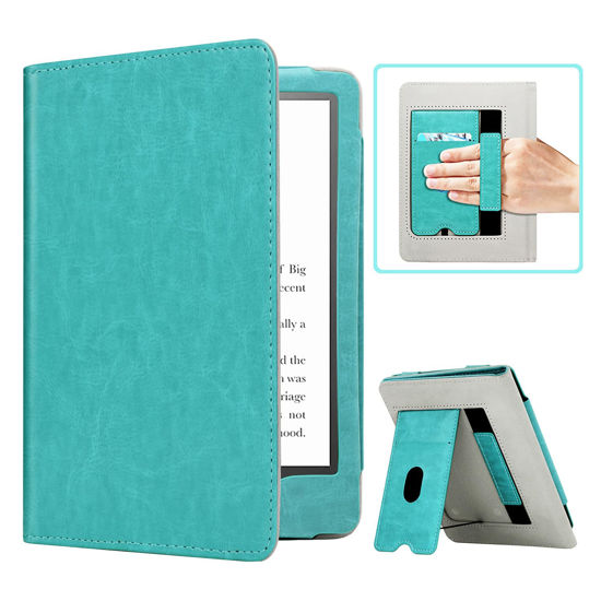 Picture of RSAquar Case for 6.8" Kindle Paperwhite (11th Generation-2021) and Kindle Paperwhite Signature Edition, Slim PU Leather Cover with Auto Sleep Wake, Hand Strap, Card Slot and Foldable Stand, Sky Blue