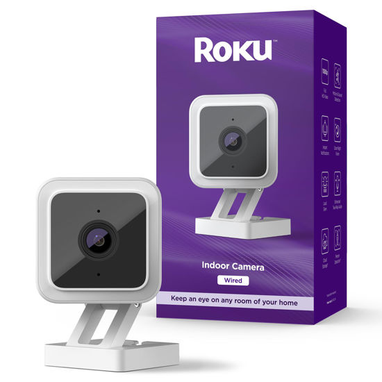 Picture of Roku Indoor Camera for Home Security, 1-Pack - Wired Security Camera with 1080p HD Color Night Vision, Works with Alexa & Google, Motion & Sound Detection, Built-in Siren, 90-Day Subscription Included