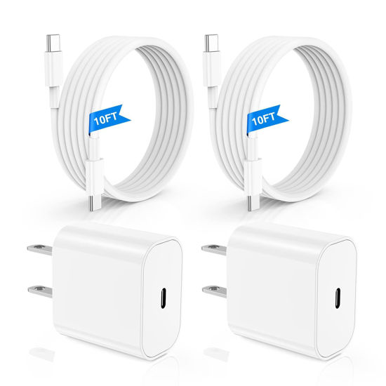 Picture of iPhone 15 Fast Charger 10ft,USB C Charging Block and Long Type C to C Cable Cord,iPad Pro Wall Plug Power Adapter Cube Brick for Apple 15 Plus/16 Pro Max/12.9/11 inch/iPad Air/Mini/4/5th/6 Generation