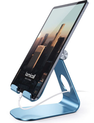 Picture of Lamicall Tablet Stand Adjustable, Tablet Stand : Desktop Stand Holder Dock Compatible with Tablet Such as iPad Pro 9.7, 10.5, 12.9 Air Mini 4 3 2, Kindle, Nexus, Tab, E-Reader (4-13") - Blue