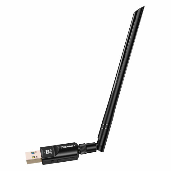 Picture of WiFi Adapter 1200Mbps Techkey USB 3.0 WiFi Dongle 802.11 ac Wireless Network Adapter with Dual Band 2.42GHz/300Mbps 5.8GHz/866Mbps 5dBi High Gain Antenna for Desktop Windows XP/Vista / 7-10 Mac