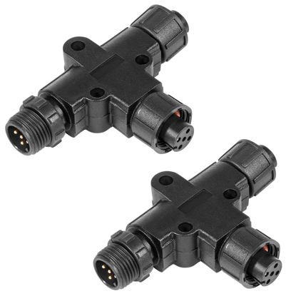 Picture of 2 Pack NMEA 2000 (N2k) (Tee) 3 Port 5Pin M12 Thread IP67 Waterproof (Tee) T-Connector for Garmin Lowrance Simrad B&G Navico Networks, Boat/Yacht Series Ship/Yacht Parts