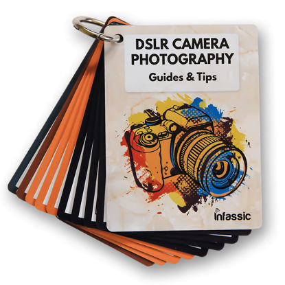 Picture of DSLR Camera Photography Cheat Sheet Cards - Photography Accessories for Canon, Nikon, Sony - Quick Reference Flashcards for Photographers - Exposure, Settings, Troubleshooting Guides & Tips - 4” x 3”