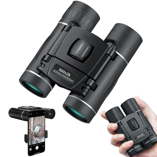 Picture of 300x25 Binoculars for Adults and Kids, High Powered Mini Pocket Binoculars with Phone Adapter, Waterproof Compact Binoculars for Bird Watching, Hunting, Concert, Theater, Opera, Traveling, Sightseeing