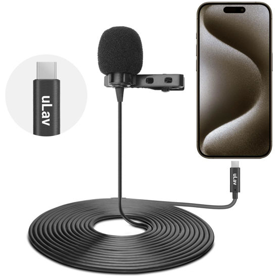 Picture of Movo uLav-IP USB-C Wired Omnidirectional Lavalier Clip On Microphone for iPhone 15, Lapel Microphone for YouTube, Vlogging, Interviews