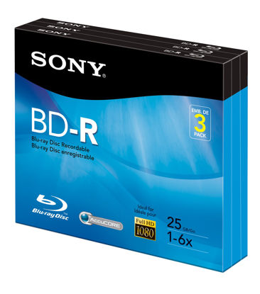 Picture of Sony 3BNR25R3H 6x 25GB Recordable Blu-Ray Disc - 3 Pack