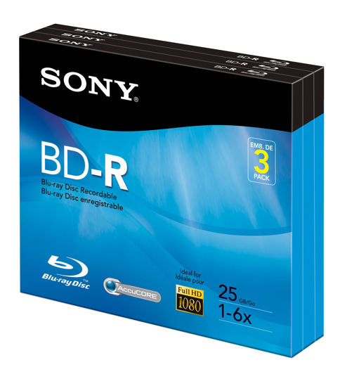 Picture of Sony 3BNR25R3H 6x 25GB Recordable Blu-Ray Disc - 3 Pack