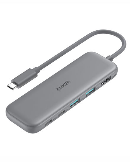 Picture of Anker 332 USB-C Hub (5-in-1) with 4K HDMI Display, 5Gbps USB-C Data Port and 2 5Gbps USB-A Data Ports and for MacBook Pro, MacBook Air, Dell XPS, Lenovo Thinkpad, HP Laptops and More(Grey)