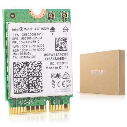 Picture of Intel AX211NGW Wi-Fi 6 Wireless Card M.2: CNVio2, Bluetooth 5.3, Tri Band 2.4/5/6 GHz Network Adapter for Laptop Support Windows 10/11 (64bit) Linux Chrome OS Only Available with Gen Intel 12+ CPU