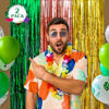 Picture of LOLStar Hawaiian Luau Party Decorations, 2 Packs of 3.3x6.6 ft Green Brown and Yellow Foil Fringe Curtains Tinsel Photo Booth Props, Streamer Backdrop for Hawaiian Tropical Party Decorations