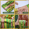 Picture of LOLStar Hawaiian Luau Party Decorations, 2 Packs of 3.3x6.6 ft Green Brown and Yellow Foil Fringe Curtains Tinsel Photo Booth Props, Streamer Backdrop for Hawaiian Tropical Party Decorations