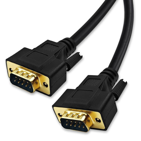 Picture of XANHAM 9.8 Feet(3 Meter) RS232 Null Modem Cable DB9 2 3 Cross TX RX Line Double Shielded(Metal Braiding&AL-foil) Male to Male, Black, SC902X09MM