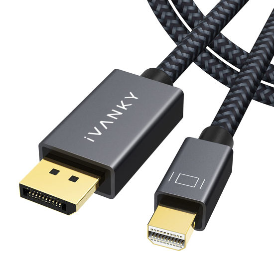 Picture of 4K Mini DisplayPort to DisplayPort Cable 6.6ft, iVANKY Bi-Directional Mini DP to DP Cable (DP to Mini DP) 4K@60Hz, 2K@144Hz, Thunderbolt to DisplayPort, Aluminum Shell, Gold-Plated Braided for MacBook