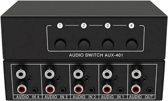 Picture of 3.5mm Aux + RCA L/R Audio Switch Box 4 in 1 Out Bidirectional, BolAAzuL Stereo Audio Switcher Selector 4X1 Passive a/b Analog Audio Selector No Power Need