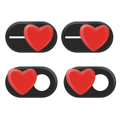 Picture of Vliigts Webcam Cover Slide (4-Pack) - Camera Cover Slider for MacBook, iMac, Laptop, Computer, iPad, iPhone, Cell Phone, PC - Great Privacy Protector Accessories - Red Heart Slider