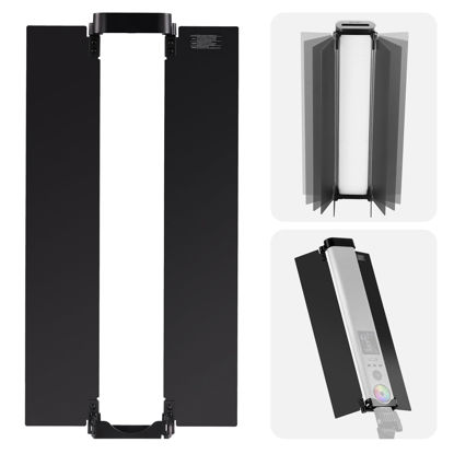 Picture of NEEWER Metal Barndoors for BH30S Light Stick, Two Flap Aluminum Alloy Foldable Barn Doors for LED Light Wand Tube Light, Easy Installation for Light Shape Light Spill Control, CT-3