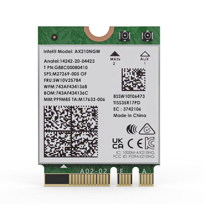 Picture of WiFi 6E Wireless Card, WAVLINK Tri-Band 5400Mbps 2.4GHz/5GHz/6GHz WiFi Crad with Bluetooth 5.3 for Laptop, AX210 NGW, Ultra-Low Latency, Support Windows 10/11 (64bit), Linux, M.2/NGFF