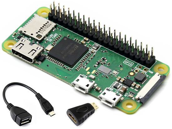 Picture of Built-in WiFi and Bluetooth Pi Zero WH, Zero WH Package Comes with Raspberry Pi Zero W with 40PIN Pre-Soldered GPIO Headers +Mini HDMI to HDMI Adapter +Micro USB OTG Cable